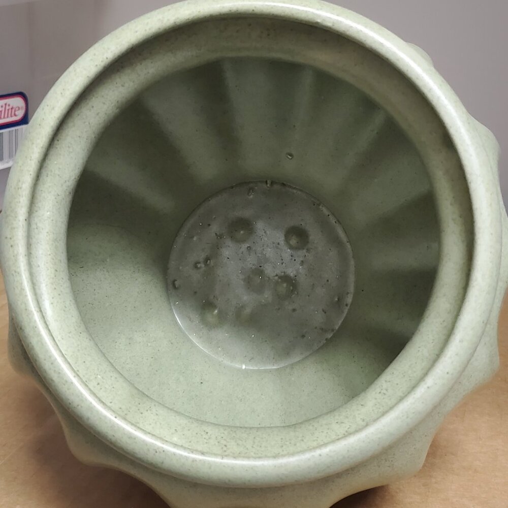 Haeger Ceramics Vintage Green Speckled Ceramic Vase Pot Made in Ilinois, USA